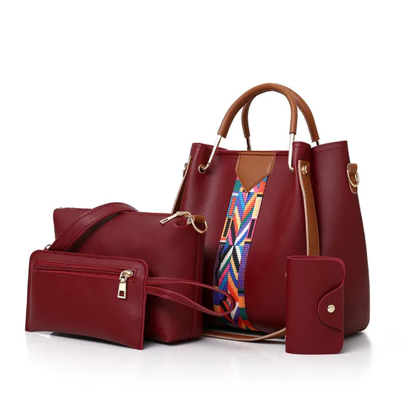4-Piece Set Women Handbag Purses and Handbags Casual Shoulder Crossbody Bags for Women 2023 New Pu Leather Handbags Tote Bag